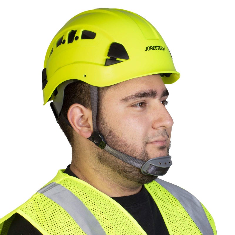 JORESTECH Hard Hat Lime ABS Work-at-Height and Rescue Slotted Ventilated Helmet with 6-Point Ratchet Suspension ANSI Z89.1-14 Certified for Work, Home, and General Headwear Protection HHAT-04 - Image 1
